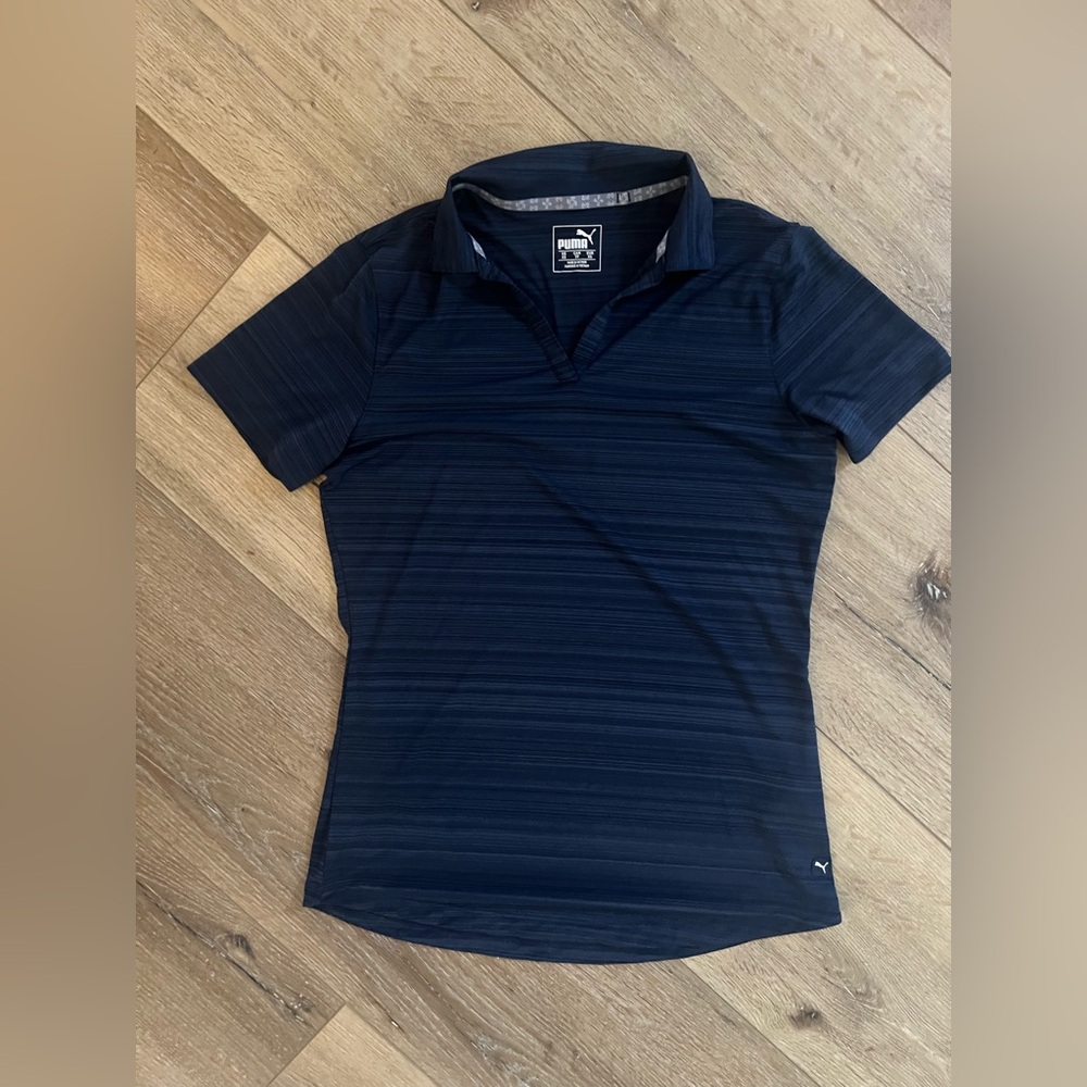 Puma Dark Blue Striped Golf Polo